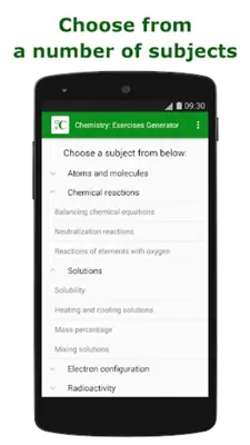 Chemistry Exercises Generator android App screenshot 2